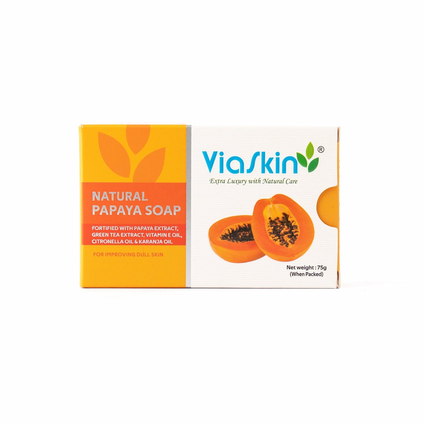 Viaskin Natural Papaya Soap. ( Pack of 4 ) , 75 g / Soap